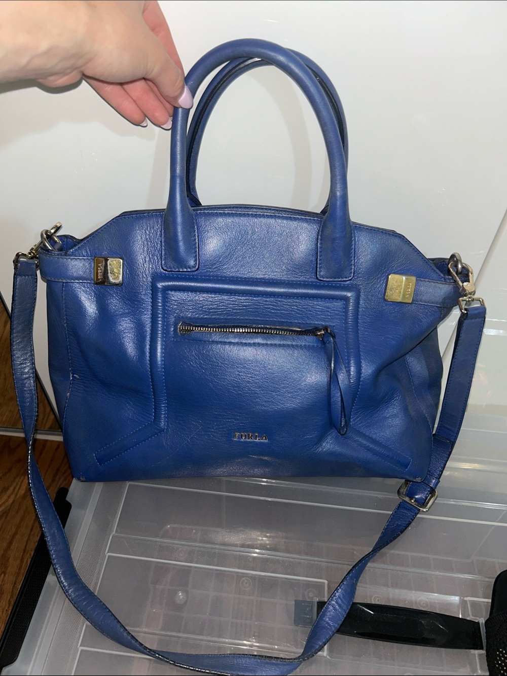 Furla Royal Blue Leather Satchel